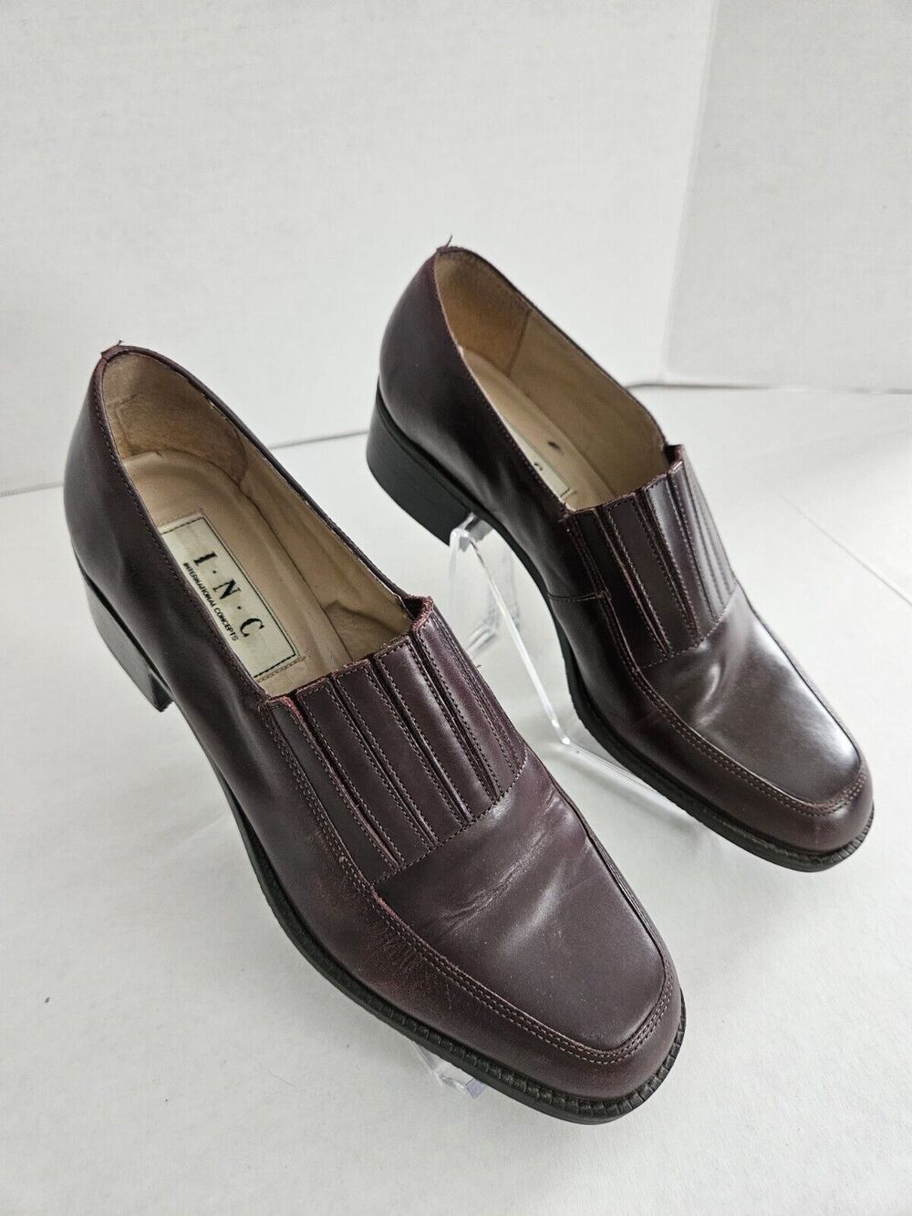 I.N.C. International Concepts Red/brown Leather Loafers Womens 8.5